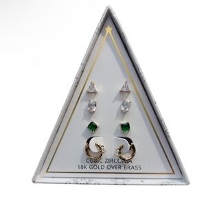 Modern Gold and Green Geometric Earrings